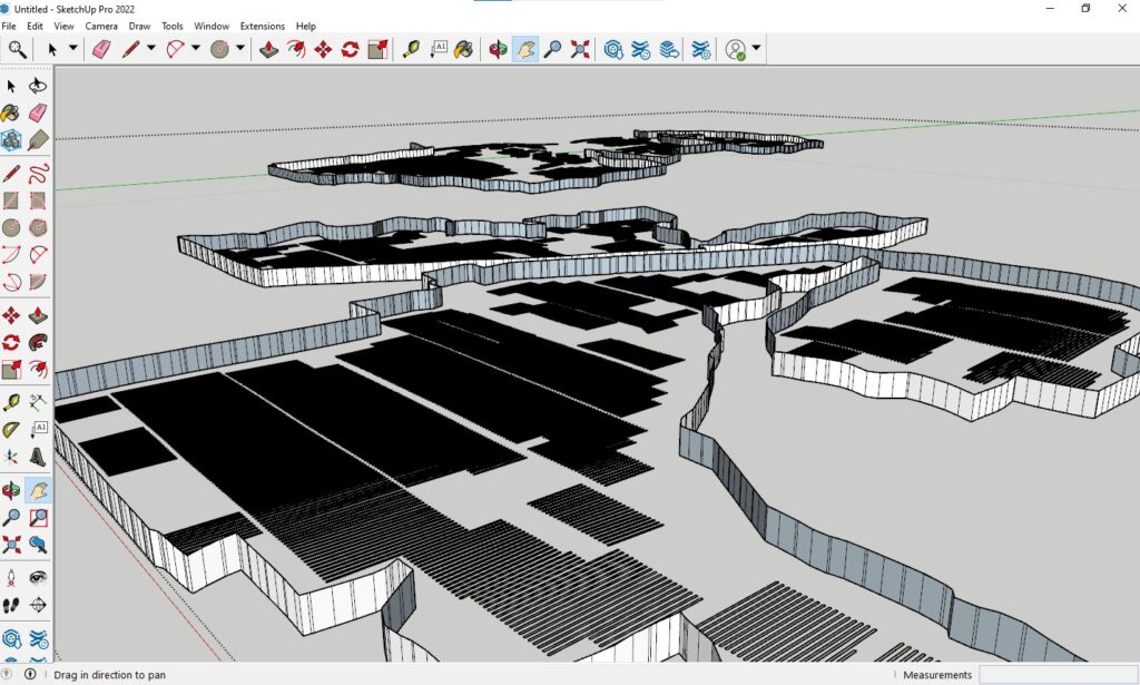 trackers on terrain with trees sketchup